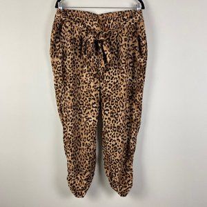 Torrid Leopard Print Belted Tie Waist Pull On Pants Cropped Size 18